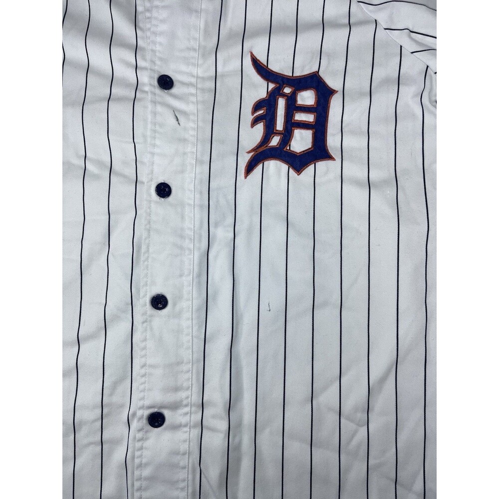 VTG 90s 00s Starter Detroit Tigers Pinstripe Jersey Men’s L Script Logo Rare MLB - Picture 5 of 10